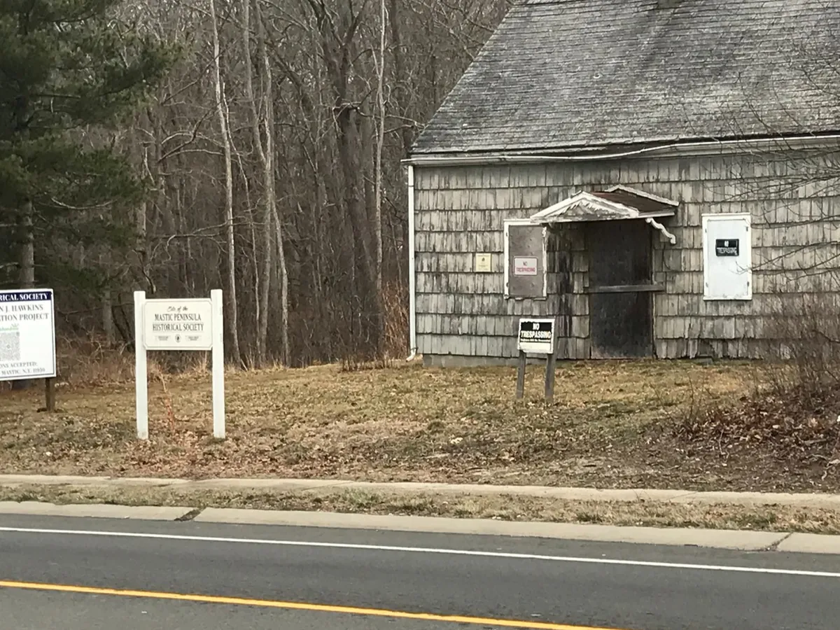 The J. Hawkins House at 1431 Montauk Highway, Moriches, NY